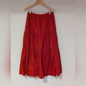 Red Tiered Maxi Skirt - Women's Flowing Skirt